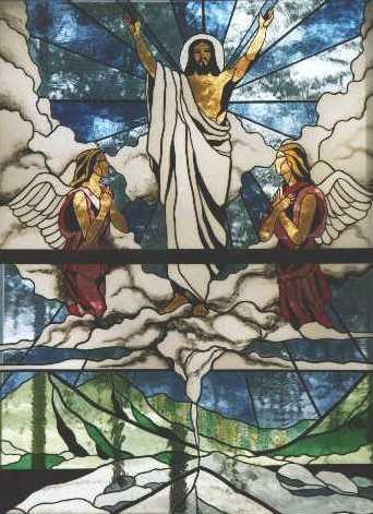 Posion seurakunta Jeesuksen kuva ikkunamaalaussa.